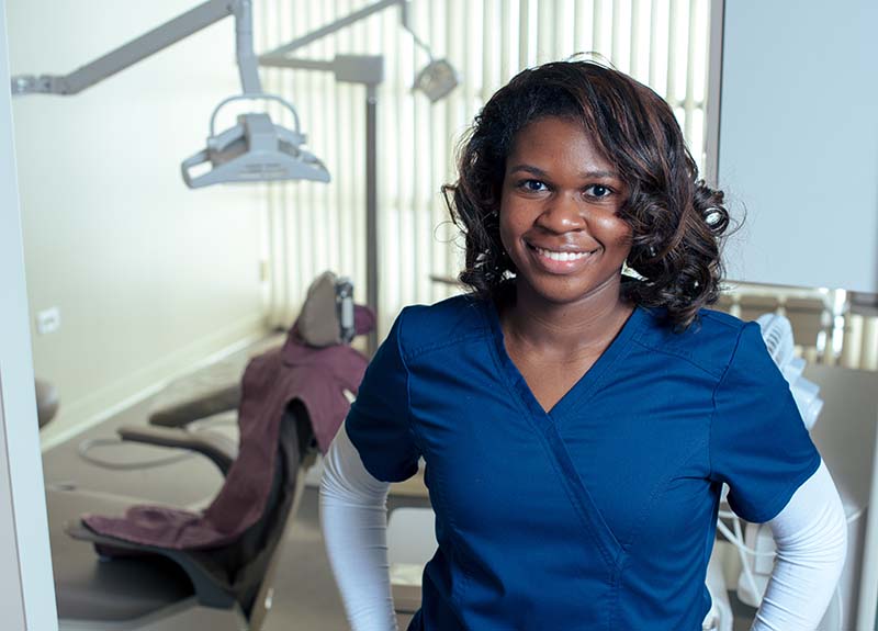 Student in dental lab